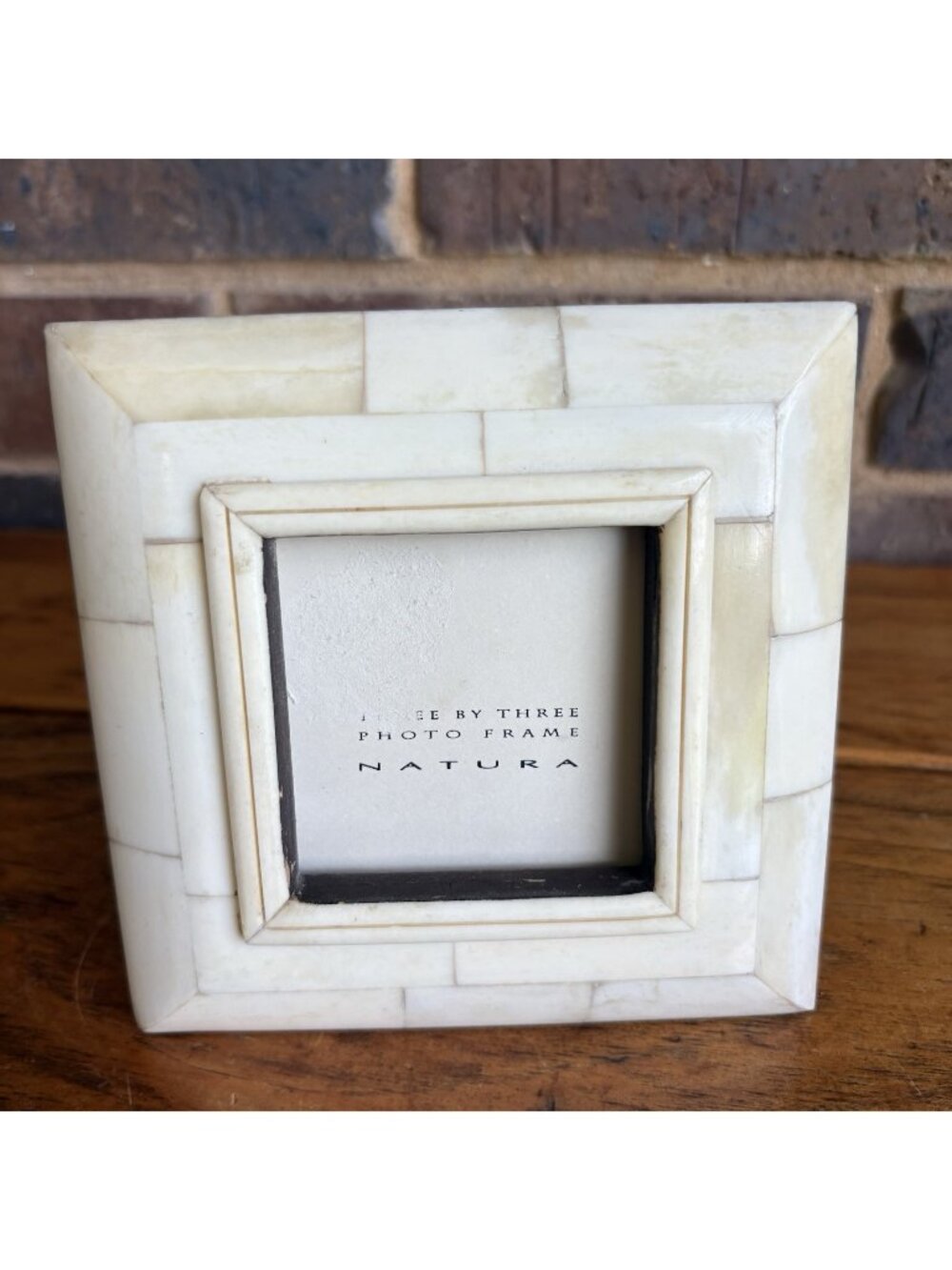 Vintage Bone Inlay Picture Frame Natural White Unique 3”x3” By Natura NO GLASS
